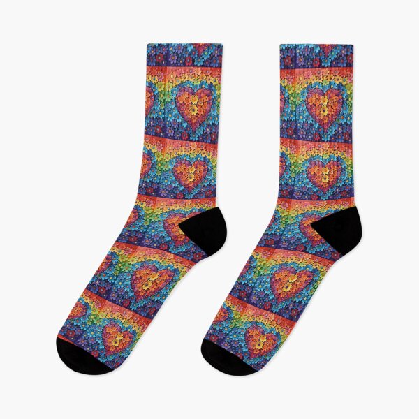 Item preview, Rainbow heart with colorful flowers boho colors designed and sold by Earth Nature Creations.