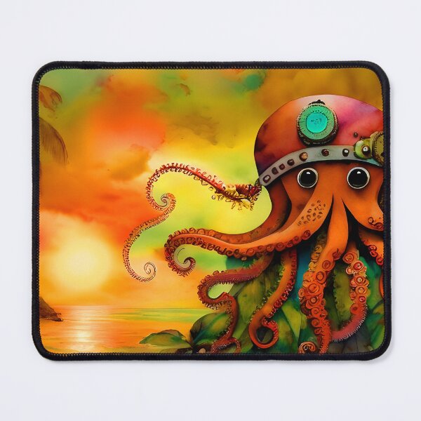 Item preview, Octopus Art Metal Look Brass and Copper Tones Steampunk Inspired Octopus AI Art 2 of 8 designed and sold by Beachy.