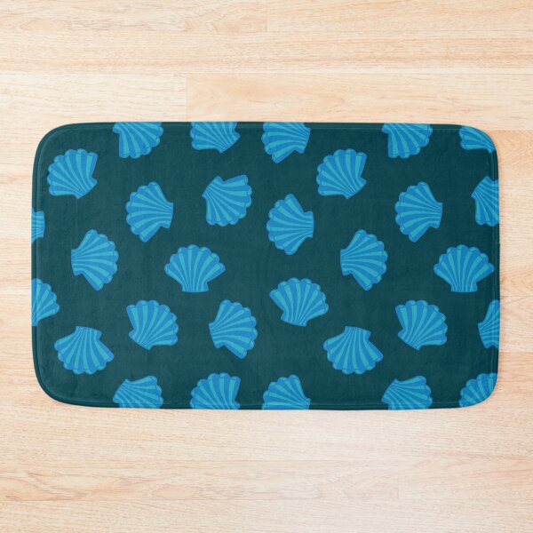 Item preview, SEASHELLS Scattered Tropical Scallop Clam Shells Undersea Ocean Sea Life in Blue Royal and Dark Teal Blue - UnBlink Studio by Jackie Tahara designed and sold by Jackie Tahara of UnBlink Studio.