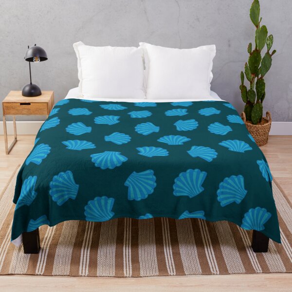 Item preview, SEASHELLS Scattered Tropical Scallop Clam Shells Undersea Ocean Sea Life in Blue Royal and Dark Teal Blue - UnBlink Studio by Jackie Tahara designed and sold by Jackie Tahara of UnBlink Studio.