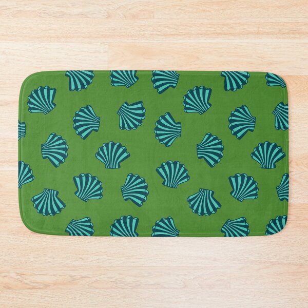 Item preview, SEASHELLS Scattered Tropical Scallop Clam Shells Undersea Ocean Sea Life in Dark Teal Blue Turquoise and Dark Green - UnBlink Studio by Jackie Tahara designed and sold by Jackie Tahara of UnBlink Studio.