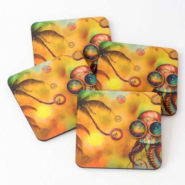 Item preview, Octopus Art Metal Look Brass and Copper Tones Steampunk Inspired Octopus AI Art 3 of 8 designed and sold by Beachy.