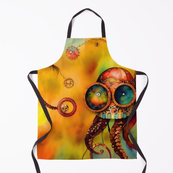 Item preview, Octopus Art Metal Look Brass and Copper Tones Steampunk Inspired Octopus AI Art 3 of 8 designed and sold by Beachy.