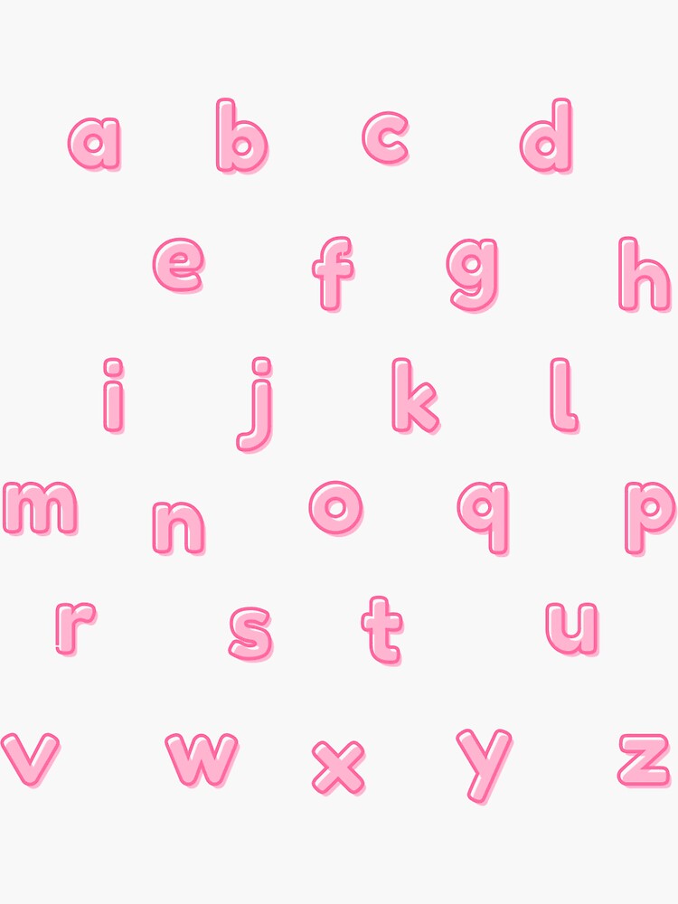 pink lowercase letters Sticker