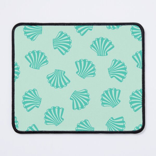 Item preview, SEASHELLS Scattered Tropical Scallop Clam Shells Undersea Ocean Sea Life in Turquoise and Light Aqua - UnBlink Studio by Jackie Tahara designed and sold by Jackie Tahara of UnBlink Studio.
