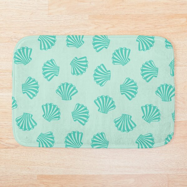 Item preview, SEASHELLS Scattered Tropical Scallop Clam Shells Undersea Ocean Sea Life in Turquoise and Light Aqua - UnBlink Studio by Jackie Tahara designed and sold by Jackie Tahara of UnBlink Studio.