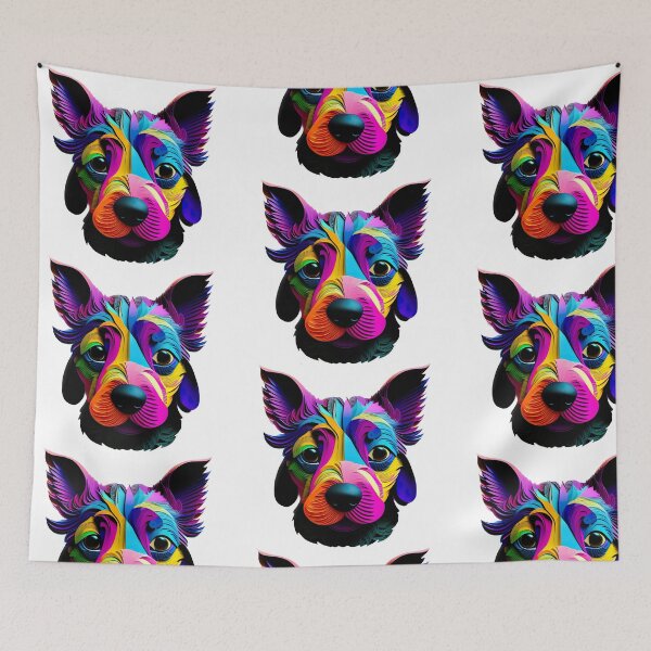 Aperçu de l'œuvre Chien coloré papier découpé style 3d créée et vendue par Inktown.