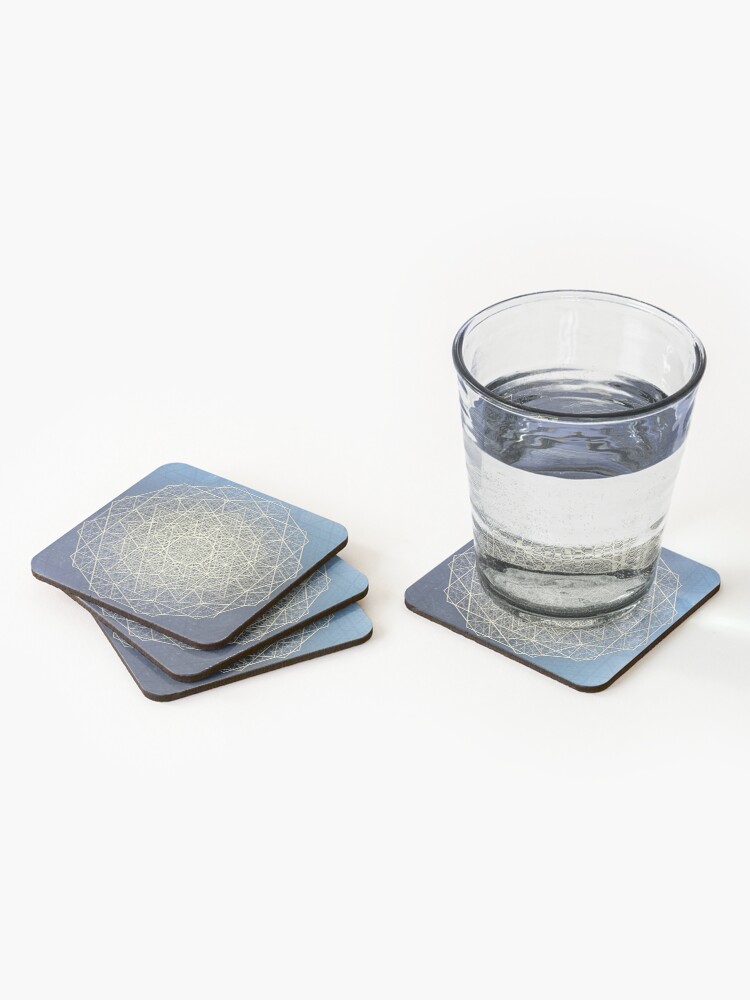 Thumbnail 2 of 5, Coasters (Set of 4), Sacred Geometry Star Mandala 4D Hypercube designed and sold by Truthseekmedia.