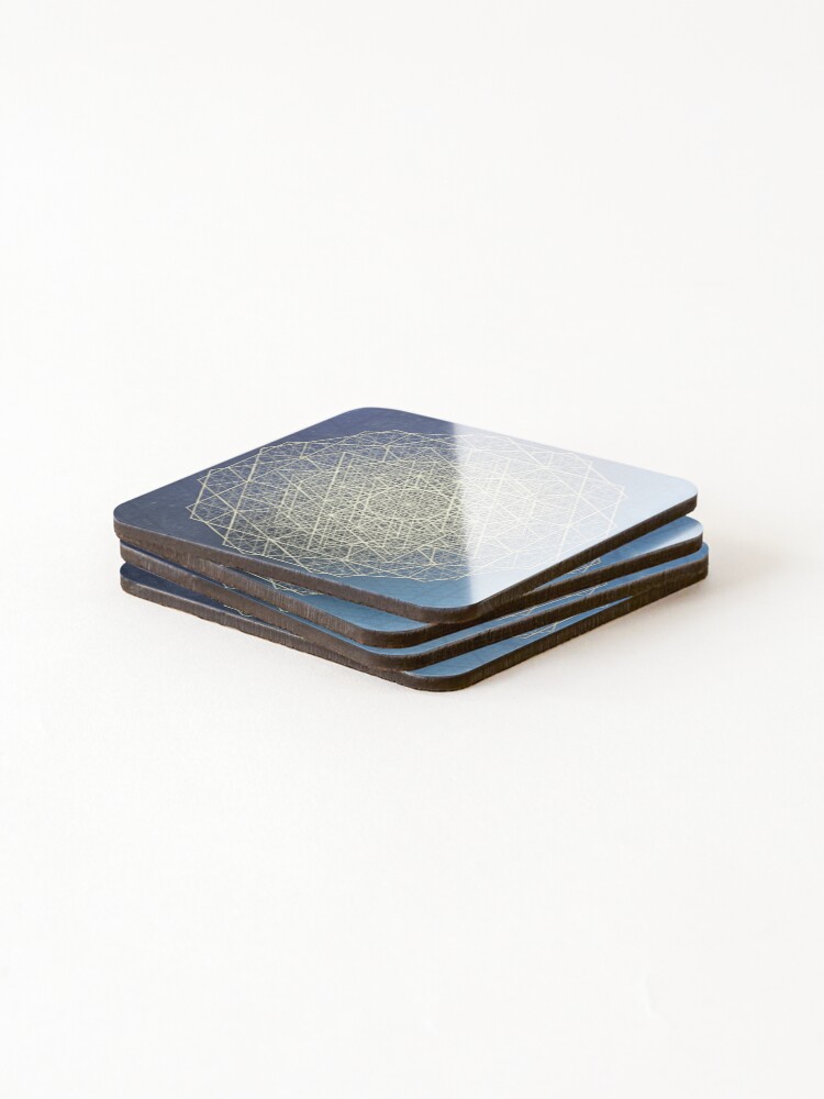 Thumbnail 4 of 5, Coasters (Set of 4), Sacred Geometry Star Mandala 4D Hypercube designed and sold by Truthseekmedia.