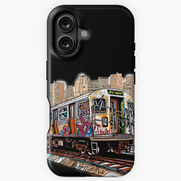 Item preview, NYC Train and the city designed and sold by BuildWear.