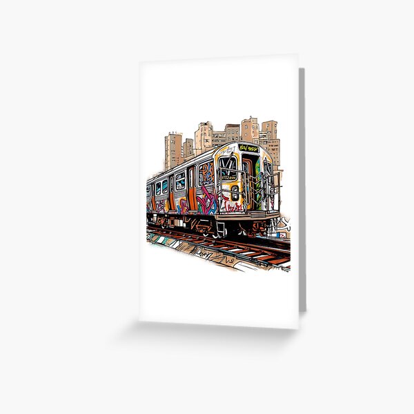Item preview, NYC Train and the city designed and sold by BuildWear.