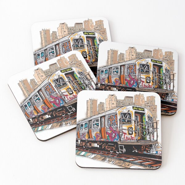 Item preview, NYC Train and the city designed and sold by BuildWear.