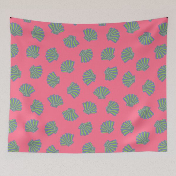 Item preview, SEASHELLS Scattered Tropical Scallop Clam Shells Undersea Ocean Sea Life in Green Purple and Hot Pink - UnBlink Studio by Jackie Tahara designed and sold by Jackie Tahara of UnBlink Studio.