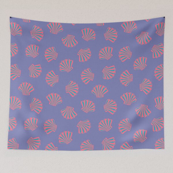 Item preview, SEASHELLS Scattered Tropical Scallop Clam Shells Undersea Ocean Sea Life in Hot Pink Blue and Purple - UnBlink Studio by Jackie Tahara designed and sold by Jackie Tahara of UnBlink Studio.