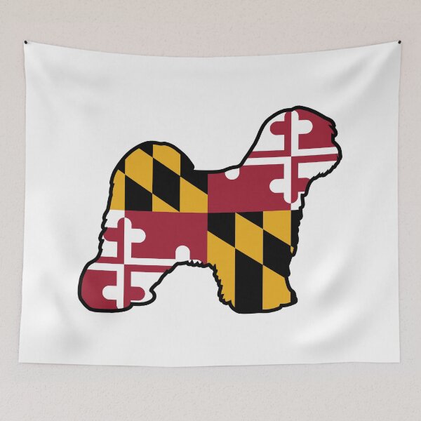 Item preview, Tibetan Terrier Silhouette with Maryland Flag designed and sold by Jenn Inashvili.