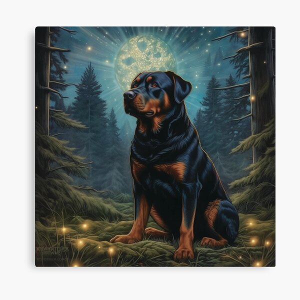 On sale Rottweiler black velvet painting