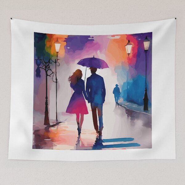 Item preview, A romantic couple strolling at night painting designed and sold by mefirefire.