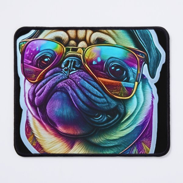 Item preview, Neon Pug with Sunglasses: Sassy and Colorful Design designed and sold by Just Art's Creations colinw2292@gmail.com.