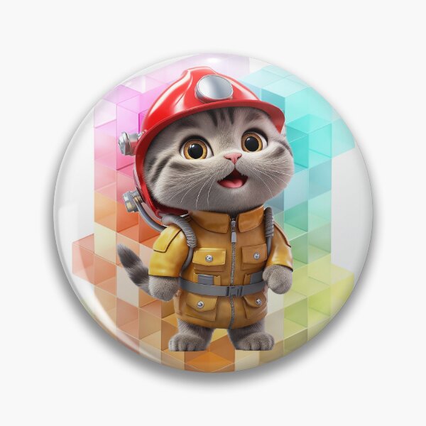 Item preview, Happy Cute Firefighter Kitten designed and sold by Cat & Puppy.