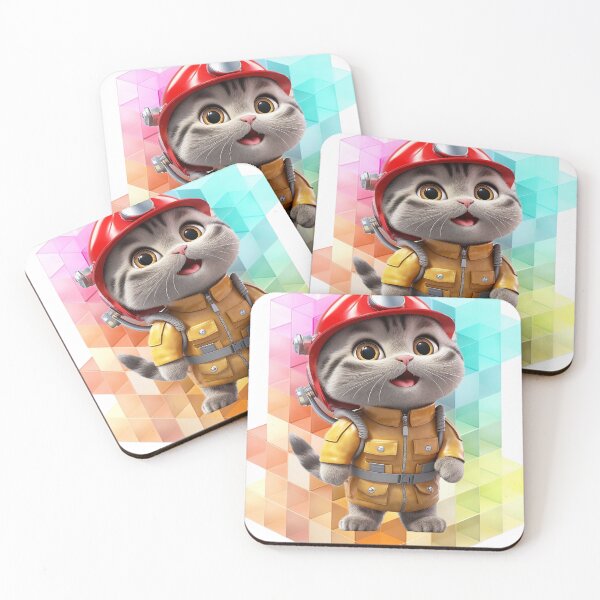 Item preview, Happy Cute Firefighter Kitten designed and sold by Cat & Puppy.