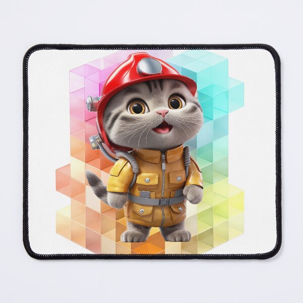Item preview, Happy Cute Firefighter Kitten designed and sold by Cat & Puppy.