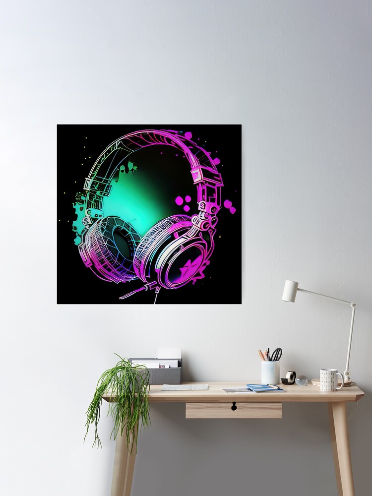 NEON HEADPHONES  Sticker for Sale by WOOGSTOWN