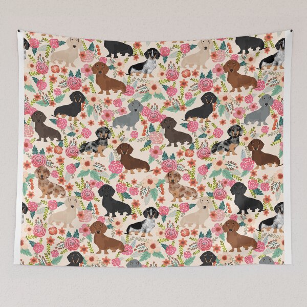 Item preview, Dachshund floral dog breed pet patterns doxie dachsie gifts must haves designed and sold by PetFriendly.