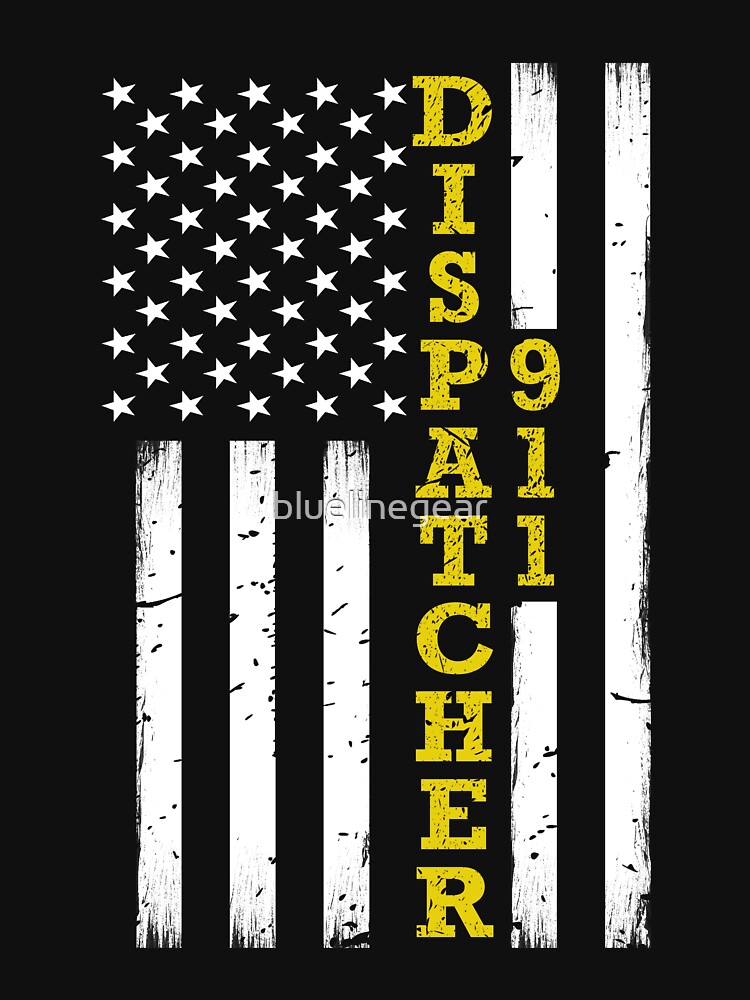 "911 Dispatcher Thin Gold Line Flag Gift" T-shirt For Sale By ...