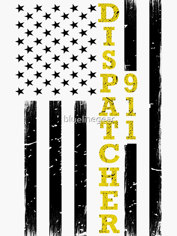 Thin Gold Line Flag 911 Dispatcher T Sticker For Sale By Bluelinegear Redbubble 0472