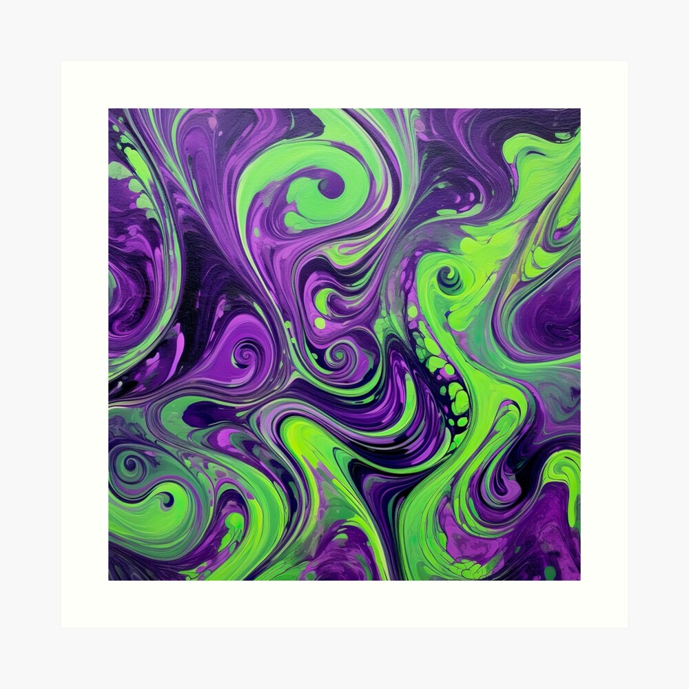 Purple and Neon Green Abstract Swirl