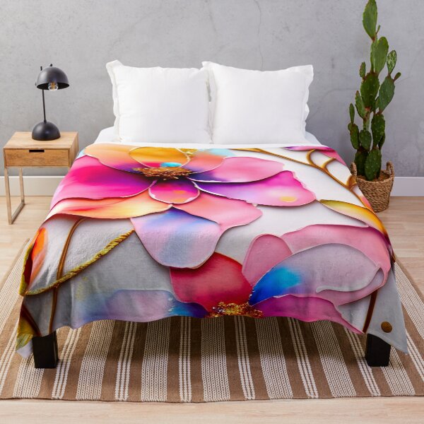 Item preview, 3D Watercolor flowers, rainbow colors with gold designed and sold by Inktown.