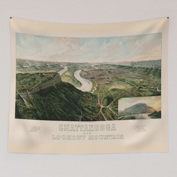 Item preview, Vintage Chattanooga & Lookout Mountain TN Map (1897) Old Chatt Tennessee City Atlas designed and sold by BravuraMedia.
