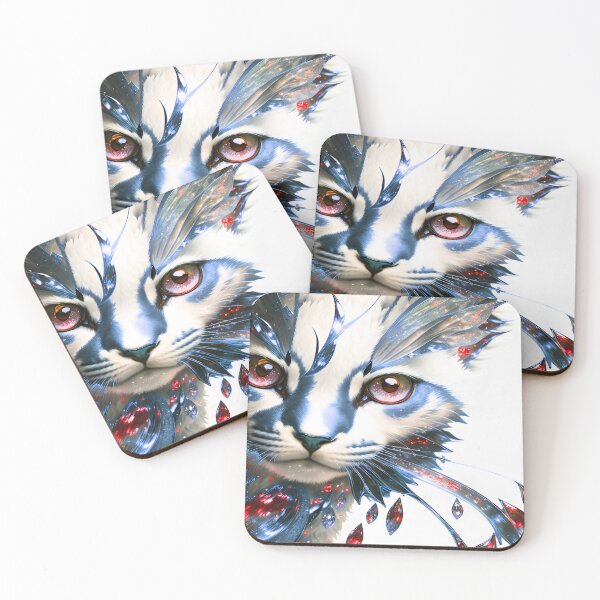 Item preview, Cat jeweled red eyes and Blue highlights designed and sold by deniselynnimage.