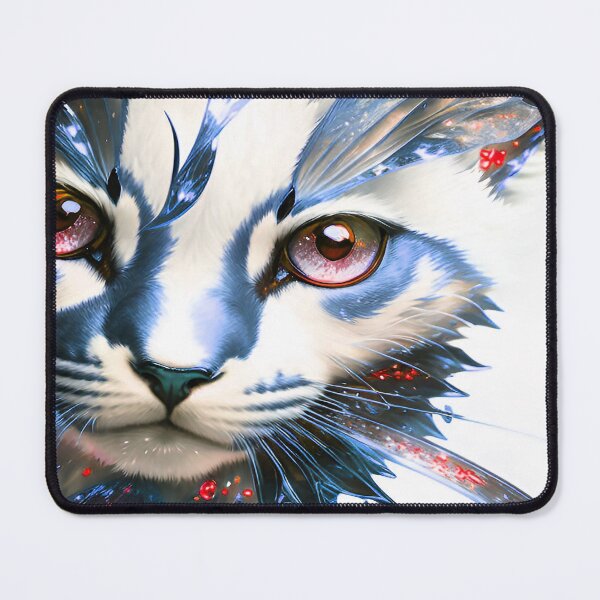 Item preview, Cat jeweled red eyes and Blue highlights designed and sold by deniselynnimage.