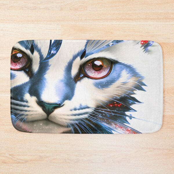 Item preview, Cat jeweled red eyes and Blue highlights designed and sold by deniselynnimage.