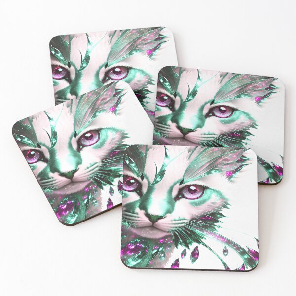 Item preview, Cat Jeweled purple and Emerald highlights Christmas Green designed and sold by deniselynnimage.