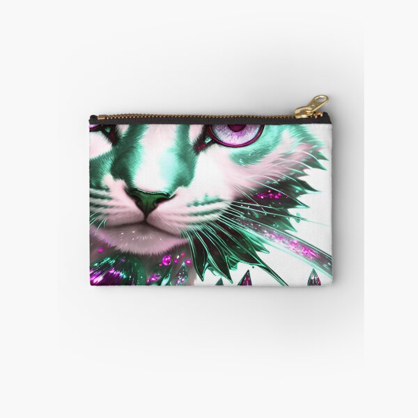 Item preview, Cat Jeweled purple and Emerald highlights Christmas Green designed and sold by deniselynnimage.