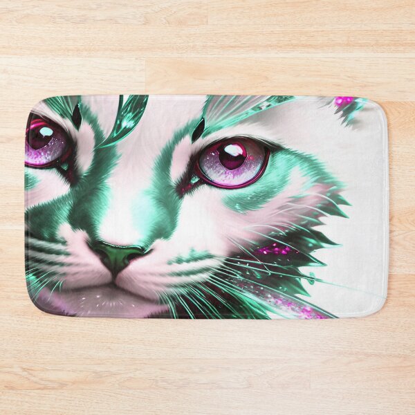 Item preview, Cat Jeweled purple and Emerald highlights Christmas Green designed and sold by deniselynnimage.
