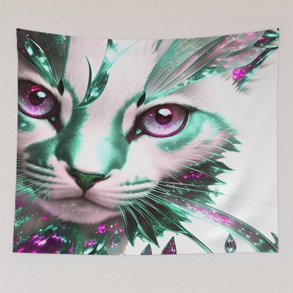 Item preview, Cat Jeweled purple and Emerald highlights Christmas Green designed and sold by deniselynnimage.