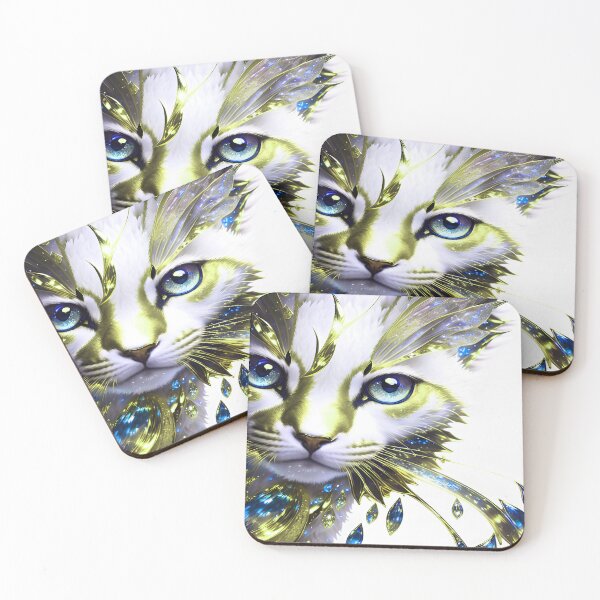 Item preview, Cat Jeweled Blue and Gold highlights designed and sold by deniselynnimage.