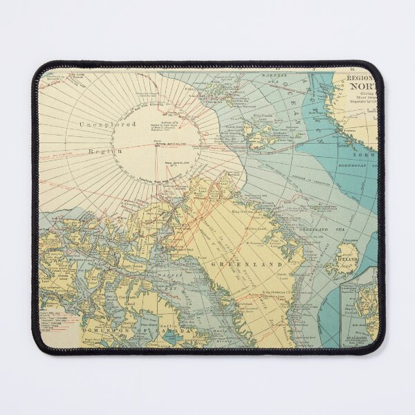 Item preview, Vintage Greenland and North Pole Exploration Map (1915) Northern Polar & Arctic Explorers Atlas  designed and sold by BravuraMedia.