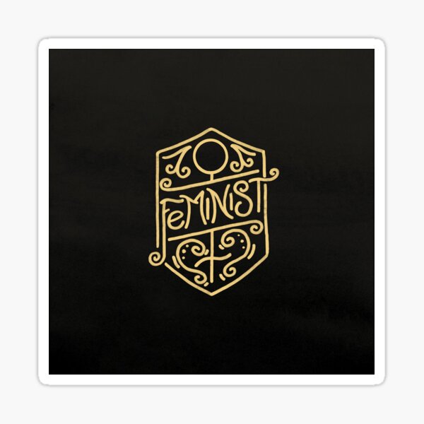 Feminist Art Nouveau Gold & Black Hand Drawn Illustration Sticker