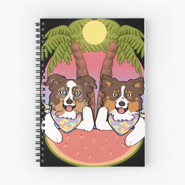 Item preview, Aussies on the beach during sunset Red black tri red Merle mini American Shepherd designed and sold by thibodeauxsund.