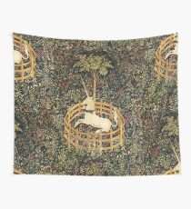 UNICORN AND GOTHIC FANTASY FLOWERS,FLORAL MOTIFS Wall Tapestry