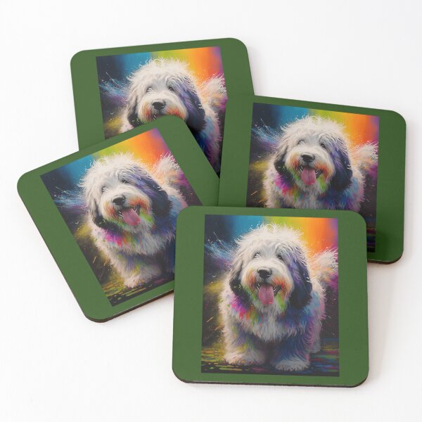 Item preview, Old English Sheepdog Synesthetic Splash Painting Artwork designed and sold by LoveWaffle.