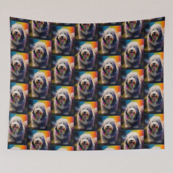 Item preview, Old English Sheepdog Synesthetic Splash Painting Artwork designed and sold by LoveWaffle.