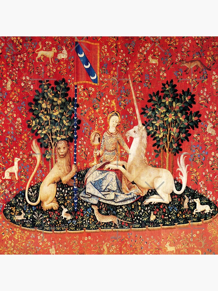 LADY AND UNICORN ,SIGHT Red Green Fantasy Flowers,Animals by BulganLumini
