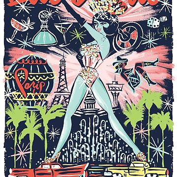 Las Vegas Casino Showgirl: Retro Travel Poster | Large Solid-Faced Canvas Wall Art Print | Great Big Canvas