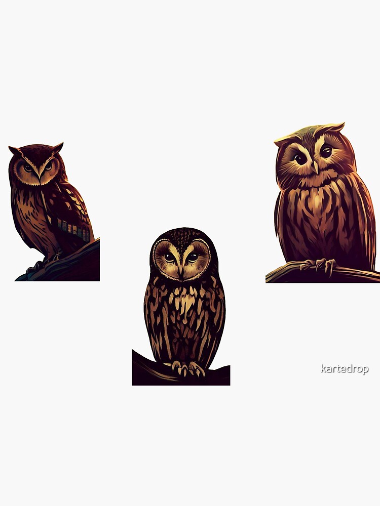 Thumbnail 3 of 3, Sticker, Parliment of Owls designed and sold by kartedrop.