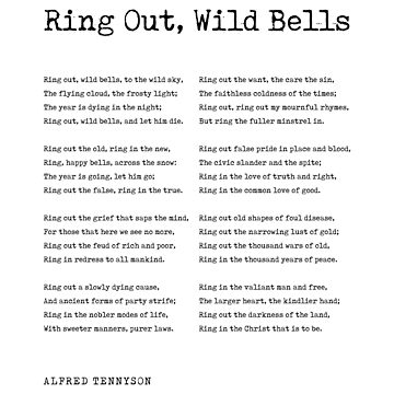 Ring Out, Wild Bells - Alfred, Lord Tennyson Poem - Literature - Typography  Print 1 Fleece Blanket by Studio Grafiikka - Fine Art America